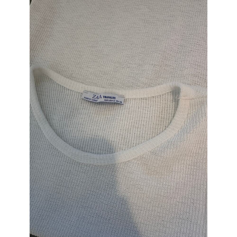 Zara White Textured Ribbed Racerback Tank Small - Picture 5 of 5